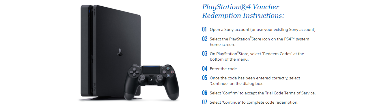 Playstation 4 voucher redemption instructions